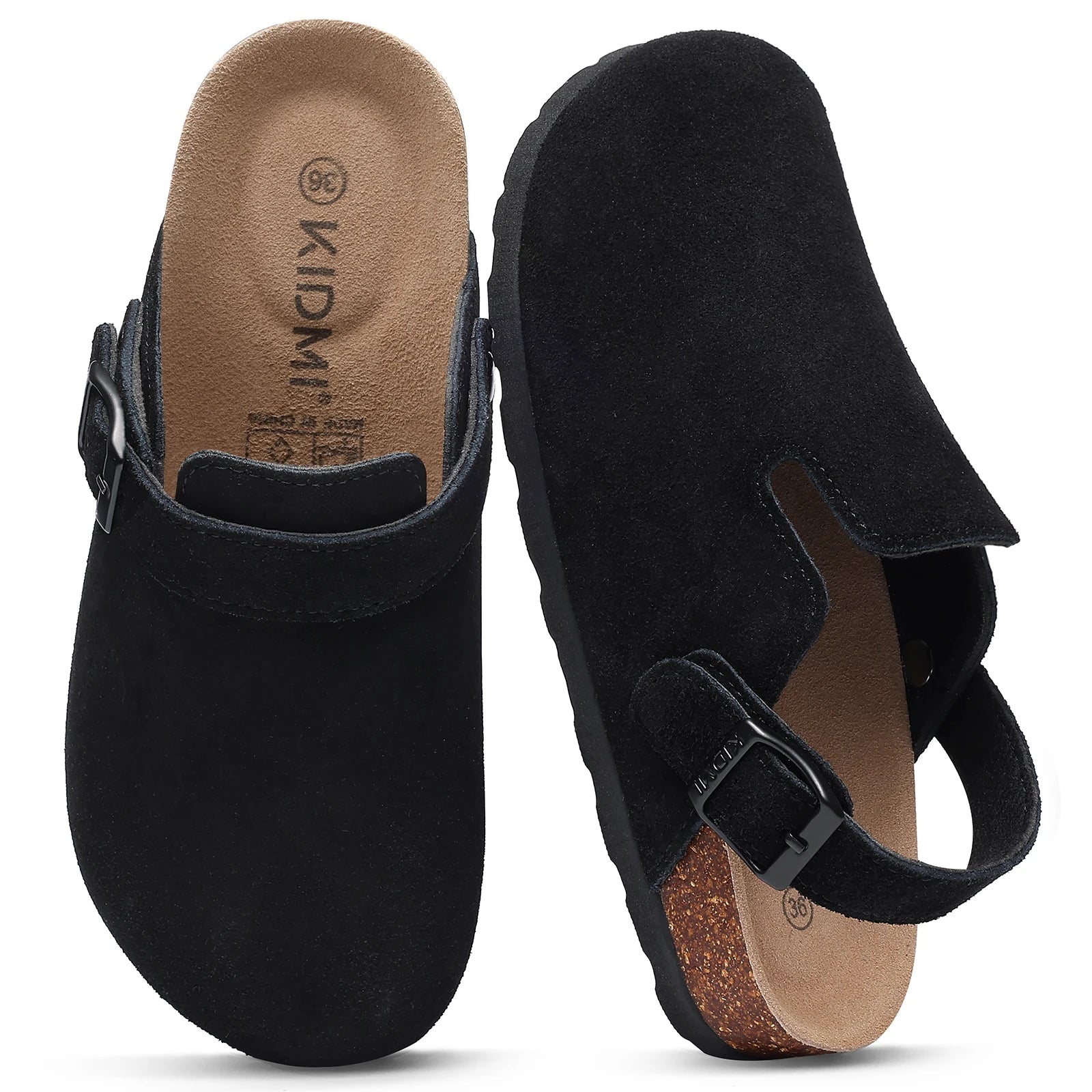CRACOMIN Fashion Women's Clogs With Adjustable Strap Cork Footbed Leather Mules Slippers Unisex Outdoor Comfortable Potato Shoes